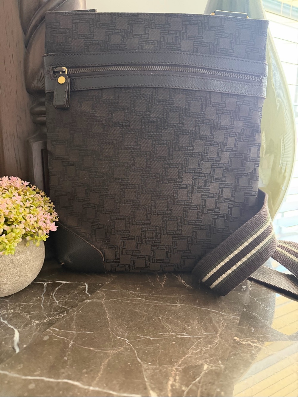 Dunhill Brown/Black Textured Crossbody Messenger Bag